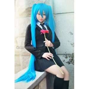 Vocaloid Miku Blue 2 Ponytails Straight Long Party Costume 130cm 