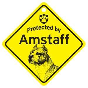  Amstaff Protected By Dog Sign and caution Gift