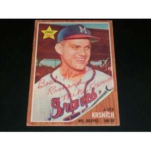 Braves Mike Krsnich Auto Signed 1962 Topps #288 JSA R   Signed MLB 