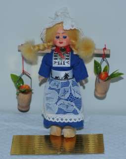 Volendam Holland Dutch Figurine Girl Doll Wooden Shoes 5  
