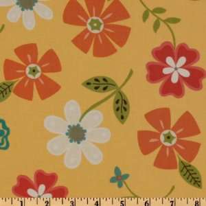  44 Wide Whimsy Tossed Blooms Yellow Fabric By The Yard 