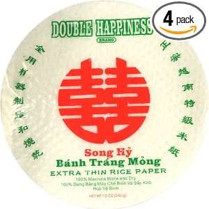 Double Happiness Extra Thin Rice Paper, 16 Cm, 12 Ounce (Pack of 4 
