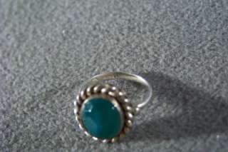 ANTIQUE STERLING SILVER MODERNISTIC OVAL EMERALD RING 6  