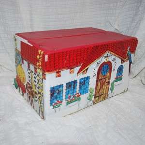 VINTAGE VINYL suitcase DOLLHOUSE IDEAL 2 story doll house molded 
