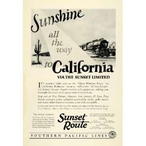 1925 Ad California Sunset Limited Route Southern Pacific Lines 