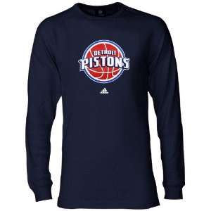  adidas Detroit Pistons Navy Blue Basic Logo Long Sleeve 