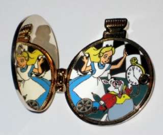 Classic Alice in Wonderland Pocket Watch Disney Pin LE Clock Gold 