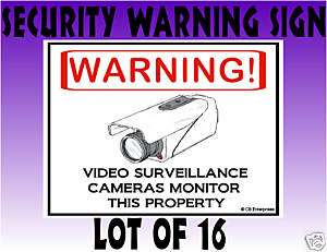 Lot of 16 Warehouse Security Camera Warning Signs NR  