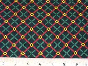 BTY BURGUNDY GREEN PLAID ON BLACK ALL COTTON FABRIC 43 WD TIMELESS 
