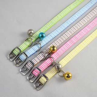 Cute PETS Doggie Cat Plaid Nylon COLLAR With Bells 5 Colors XS  