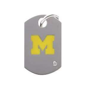   University of Michigan Stainless Steel Dog Tag with Diamond Jewelry