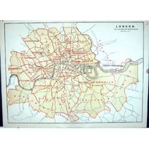   Map 1886 Plan Environs London Divisions Boroughs