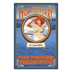 Woman Riding Ferry, Port Townsend Washington Premium Poster Print 