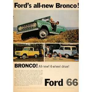  1966 Ad Ford Bronco Roadster Wagon Sports Utility Truck 