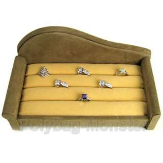 Velvet Beige 5 Slot Ring Holder Jewelry Display Sofa  