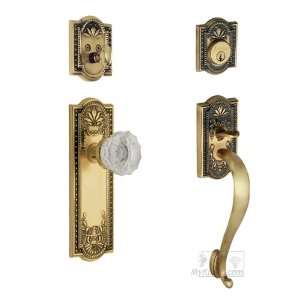 Handleset   meadows with s grip and crystal knob in antique brass an