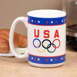 USA Olympic Team White 15oz. Olympic Rings Ceramic Mug  