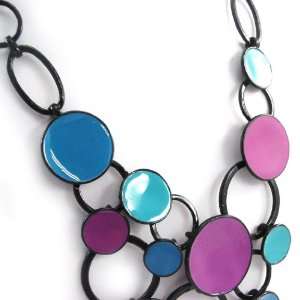  Necklace of french touch Arlequin blue rose.: Jewelry