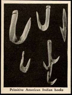 1946 IMAGE OF PRIMITIVE NATIVE AMERICAN BONE FISH HOOKS  