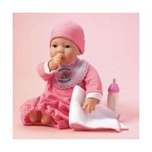   Nursery Dark Pink Vinyl Baby Girl Brown Eyes Doll NIB 