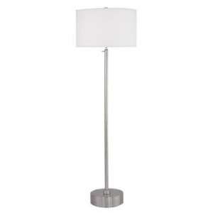  Lights Up Brushed Nickel and White Linen Floor Lamp