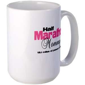 Half Marathon Mommy Peace Qui Sports Large Mug by CafePress:  