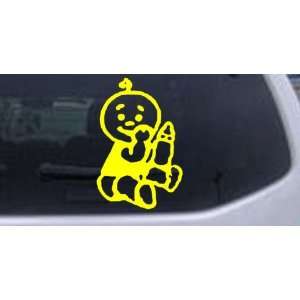Baby With Bottle Car Window Wall Laptop Decal Sticker    Yellow 5.7in 