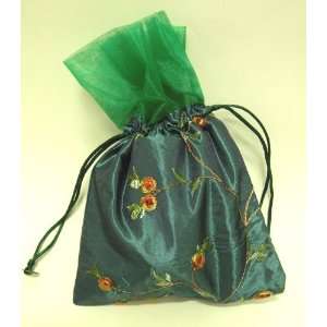  Travel Set Gorgeous Satin w/Elegant Flower Embroidery Re Useable 