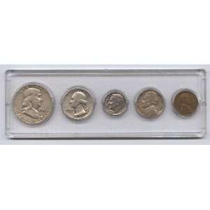  1951 Year Coin Set   5 US Coins Mounted in a Plastic 