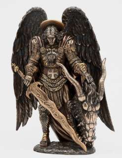 ARCHANGEL ST MICHAEL DEVIL Dragon SLAYER STATUE Bronze  