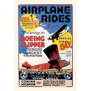  Vintage Art Airplane Rides Inman Bros. Flying Circus 