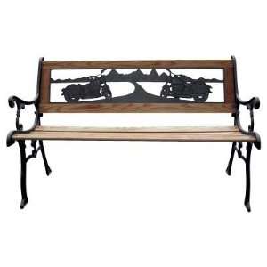  Painted Sky Designs Wood & Cast Iron Bench   Motorcycle 