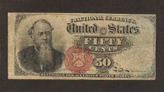 US CURRENCY 1869 50 CENT FRACTIONAL in Very Fine grade Old Paper Money 