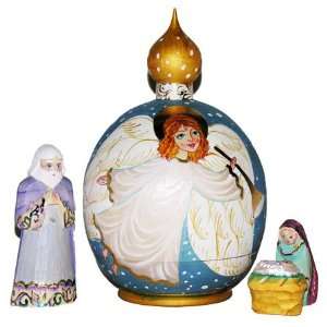    Angel Dome w/Carved Nativty Set, Orthodox Icon 