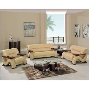  Global Furniture Modern Cappuccino Leather Living Room Set 