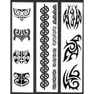  Womens Maori Moko Chin & Body Temporary Tattoos / Set of 