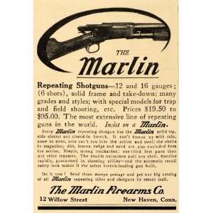  1911 Ad Marlin Firearms Company Repeating Shotgun Hunt 