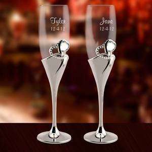  Crystal Heart Personalized Toasting Flutes Everything 