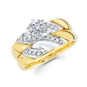 Tone Gold Round cut Diamond Womens Engagement Ring and Wedding 
