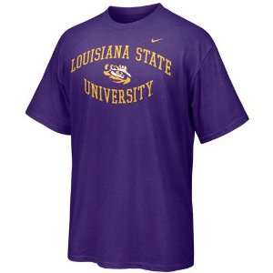  Nike LSU Tigers Purple Inverted Arch T shirt Sports 
