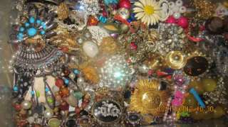 HUGE 20 POUNDS VINTAGE MIXED COSTUME RHINESTONE JEWELRY LOT 1 DAY ONLY 