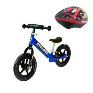 Strider Balance Running Bike Blue Plus Protective Child Helmet (Ages 5 