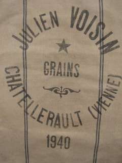 Vintage French Grain Sack linen printed flax grainsack  