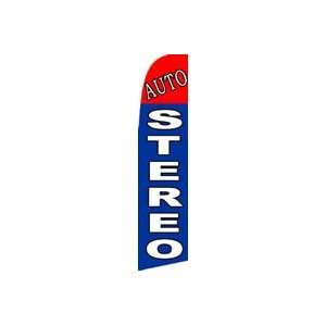  Auto Stereo (Red/Blue) Feather Banner Flag (11.5 x 3 Feet 