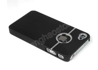 Black DELUXE Rubber Coated Case COVER CHROME FOR ALL iPhone 4 4S 4G 