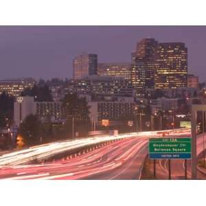  Evening View of City, Bellevue, Washington Premium 