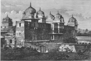 INDIA The Royal Palace of Orchha, antique print, 1878  