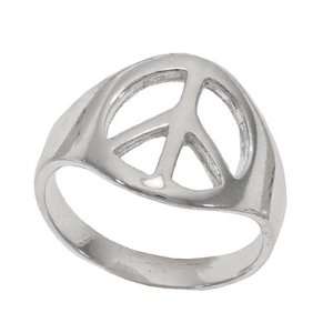  Sterling Silver Peace Sign 14.5 mm Ring Finger Size 8 (1 