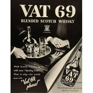  1936 Ad VAT 69 Blended Scotch Whisky Tray Glasses 