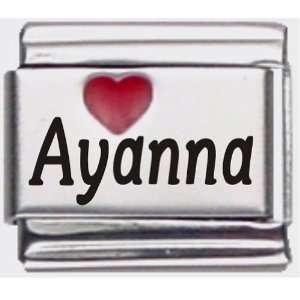  Ayanna Red Heart Laser Name Italian Charm Link Jewelry